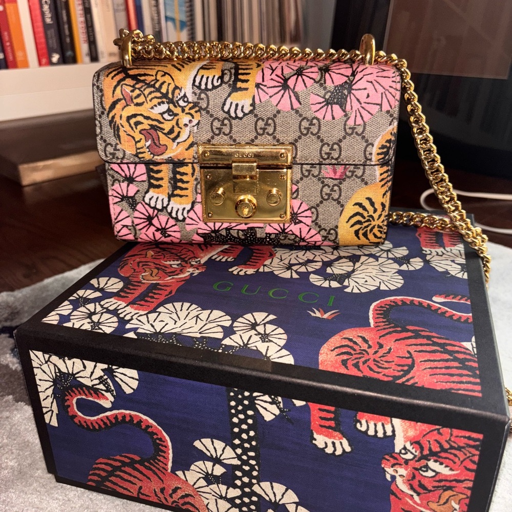Gucci Pink and Brown Tiger Print Tian Supreme